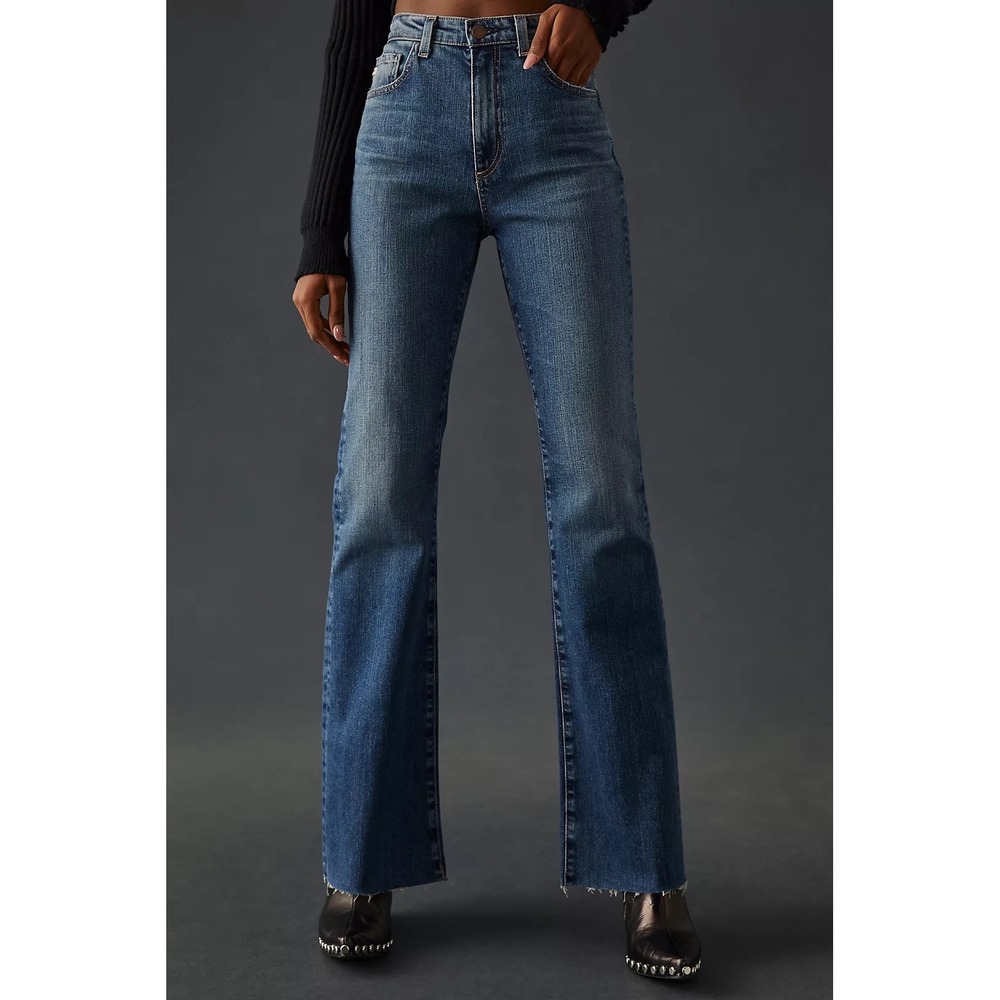 AG Alexxis Boot Jeans Size 33 Blue Denim High Rise Raw Hem Sexy‎ Chic Flattering